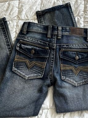 Kids BlueCult Distressed Dark Blue Jeans Heavy Stitching  Size 12 Boys
